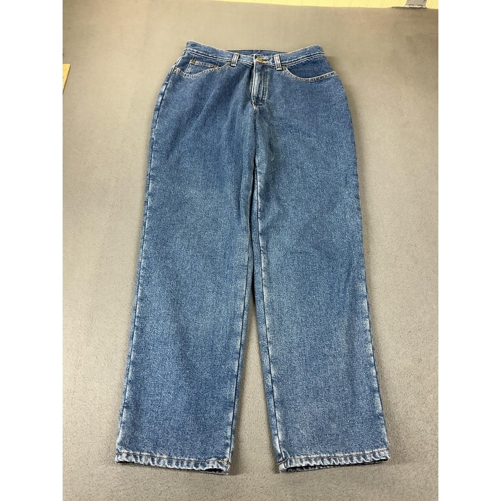 LL Bean Lined Jeans Womens 12 Blue Denim Insulated Relaxed Baggy Warm Pockets